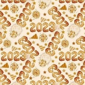 SMALL 2023 nye fabric - New Years fabric, holiday fabric, disco groovy fabric - gold