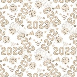 SMALL 2023 nye fabric - New Years fabric, holiday fabric, disco groovy fabric - neutral