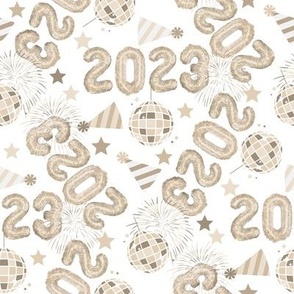 MEDIUM 2023 nye fabric - New Years fabric, holiday fabric, disco groovy fabric - neutral