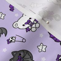 Baby Bat Nursery Digital Seamless Pattern Pastel Goth Baby Shower Gothic Gender Neutral  Alt Kawaii Baby Carriage Teddy Bear Lavender / Purple