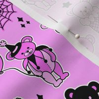 Clowncore Pastel Goth Carnival Teddy Bear Clown Circus Pink
