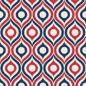 Ogee circles ovals red navy blue cream