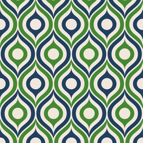 Ogee circles ovals kelly green navy cream