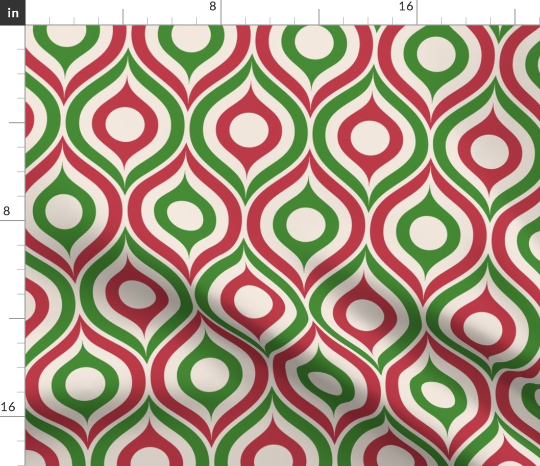 Ogee circles ovals kelly green red cream