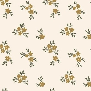 Sweetheart floral mustard and beige 4x4