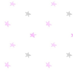 Pink Watercolor Grey Stars small