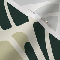 Simple Elegant Art Deco Leaves Two Tone 1960s  Beige Light Green  Wallpaper