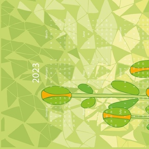 Calendar 2023 geometric green tulips