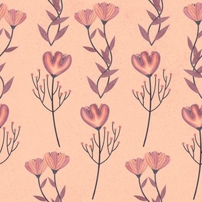Bohemian Bloom: A Pattern Illustration of Coral Flowers in a Free-Spirited Style