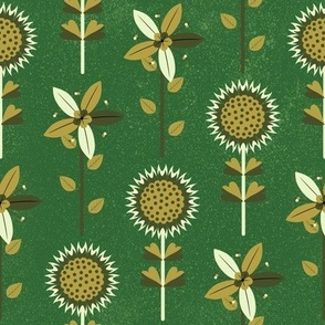 Pattern Illustration of Green Scandinavian Flowers