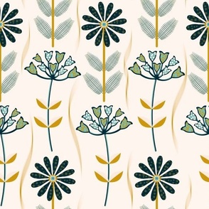Pattern Illustration of Delicate Nordic Flowers