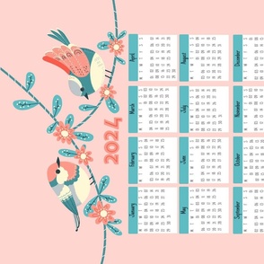 birdy calendar 2024 pink