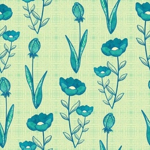 Pattern of Turquoise Wildflowers