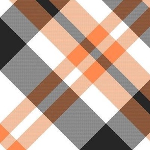 Nine Boxes Plaid in Halloween Orange Black and White 45 degree