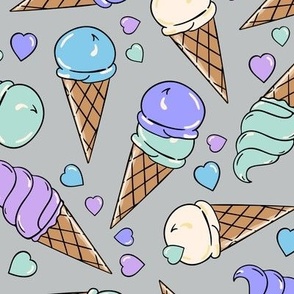 Sweet Ice Cream - Lilac Aqua on Dusk Gray