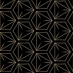 NEO DECO PENTAGON - GOLD ON BLACK, LARGE SCALE