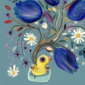 Rupydetequila Fabic - Wild floral duck