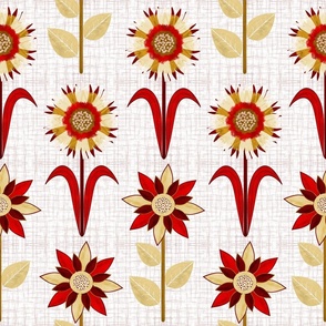 Pattern Illustration of Red Scandinavian Flowers