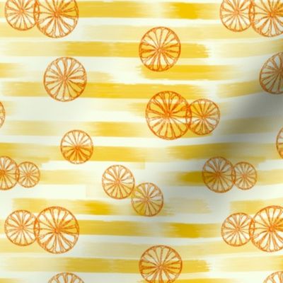 Citrus Doodle on painted stripes - Light