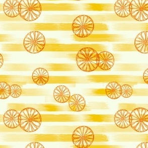 Citrus Doodle on painted stripes - Light