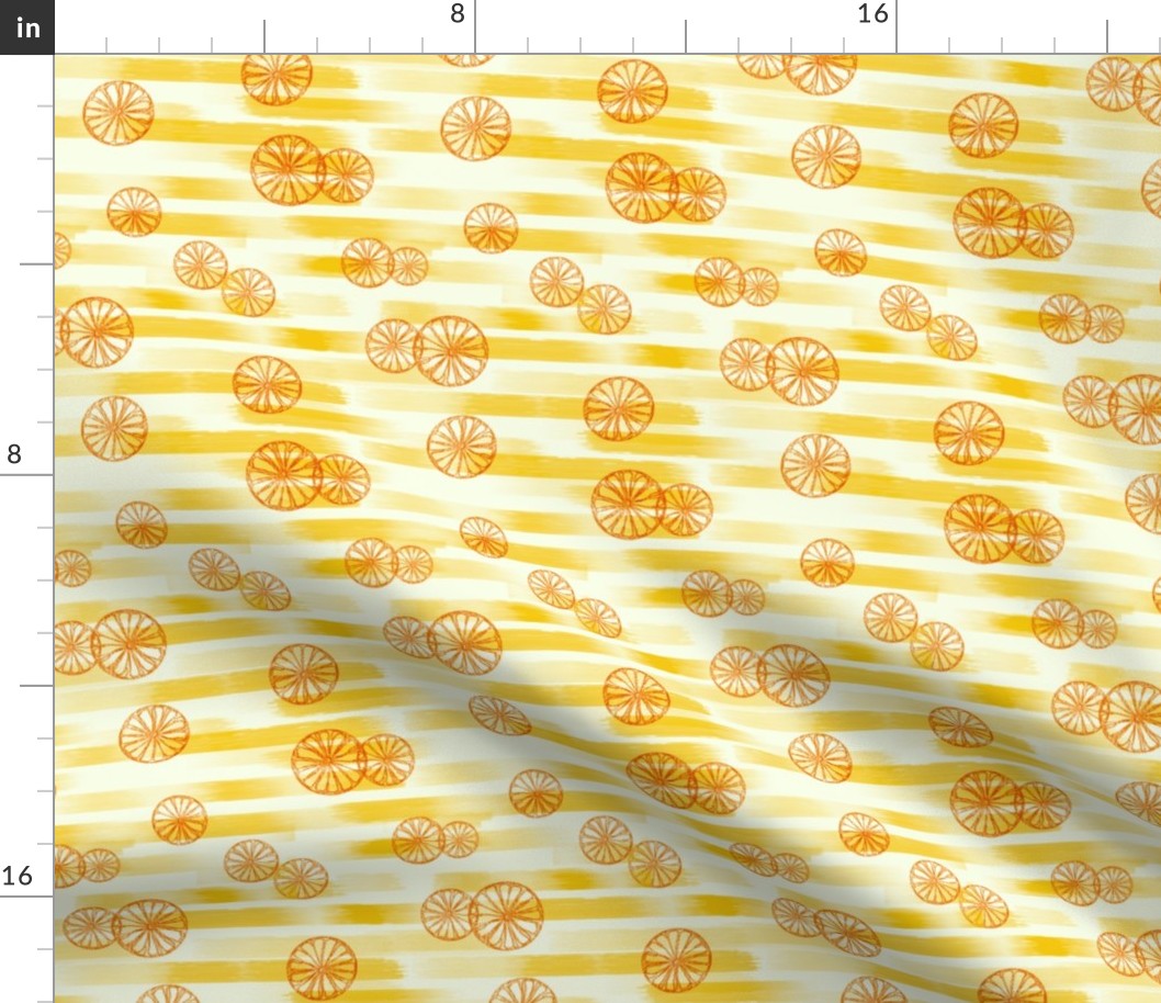 Citrus Doodle on painted stripes - Light