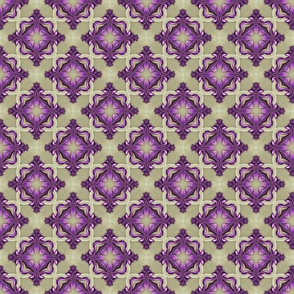Purple and Ivory Flourish Arabesque