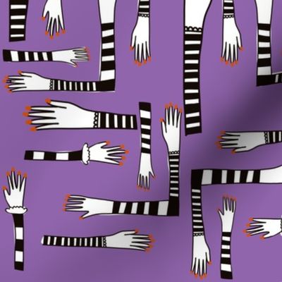 Spooky Hands n stripes on Purple