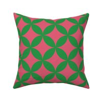 Geometric ovals modern vintage retro hot pink emerald green