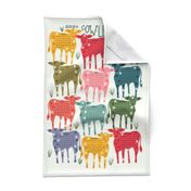 2024 Cowlendar - Free Range Rainbow Cows - Tea Towel Calendar *updated for 2024