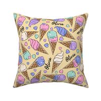 Olivia - Personalized - Sweet Ice Cream - Sun Rays Multi