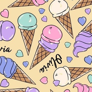 Olivia - Personalized - Sweet Ice Cream - Sun Rays Multi