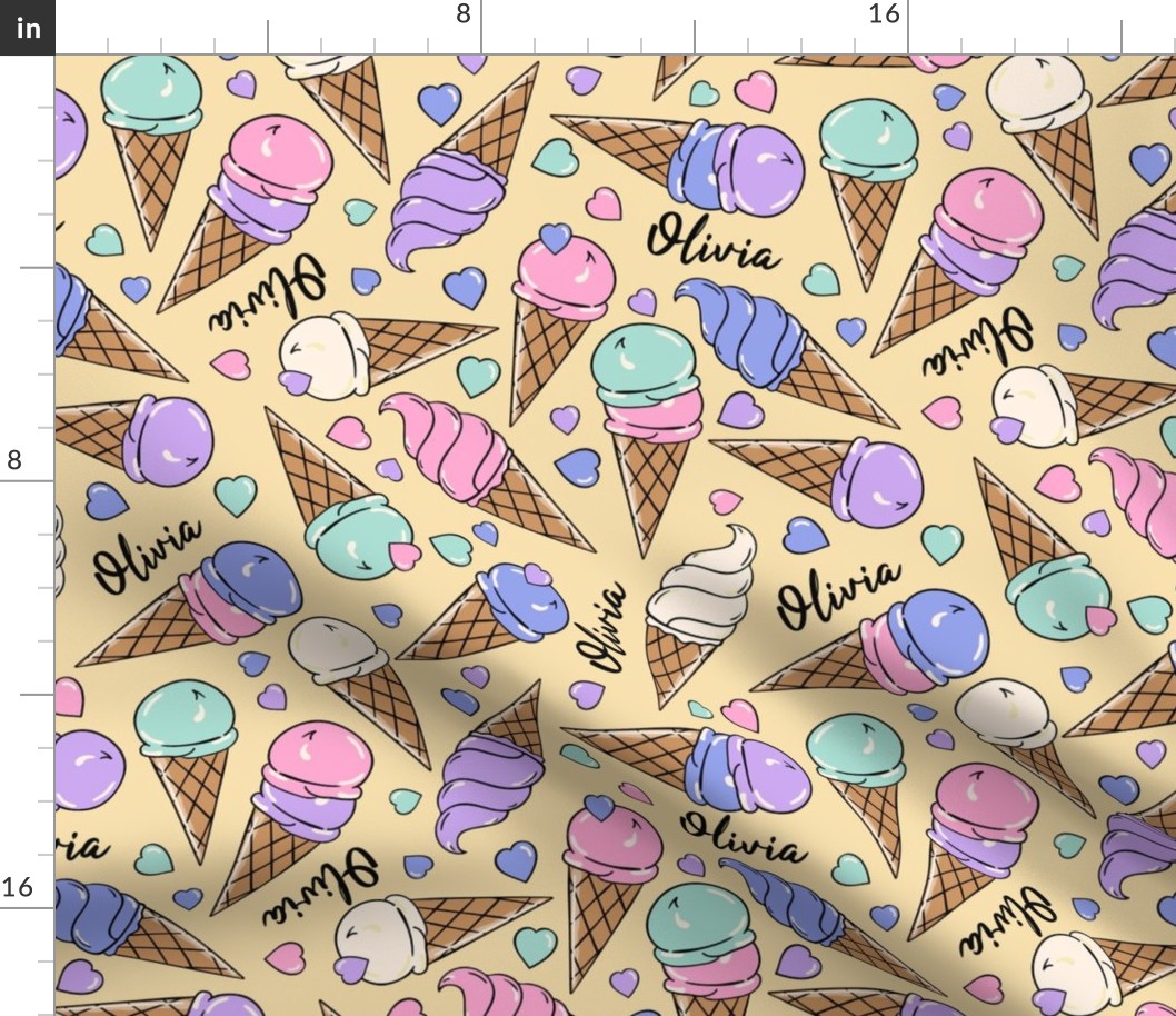 Olivia - Personalized - Sweet Ice Cream - Sun Rays Multi