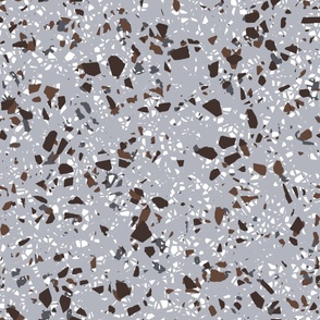 Slate Grey and Brown Abstract Terrazzo Marble Tile