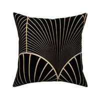 Gilded Art Deco Scallop Palm Fan Motif in Gold and Black (Large Scale)