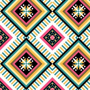 Bright Bold Color Simple Tribal Design Magenta Turquoise Onyx Gold