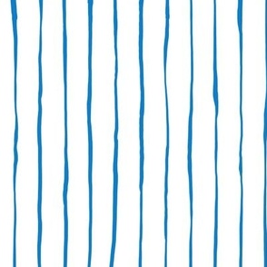 Hand Drawn Doodle Pinstripes, Bluebell Blue and White (Medium Scale)