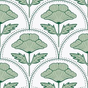 Art nouveau poppies in green - small