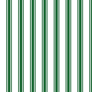 Green Ticking Stripe on White