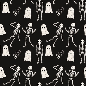 Skeletons   Ghosts on black 