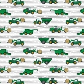 (small scale) farming equipment - tractor farm - green on stripes - C22