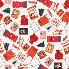 SMALL dear santa fabric, christmas letters fabric, kids christmas fabric