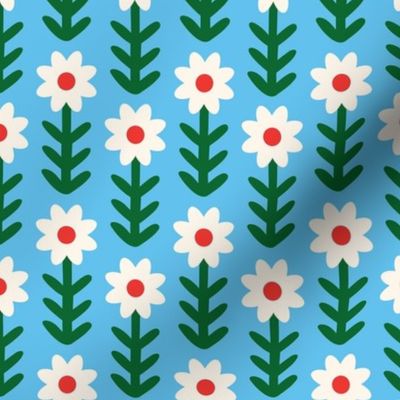 Festive Flowers | Red, Green, White on Blue