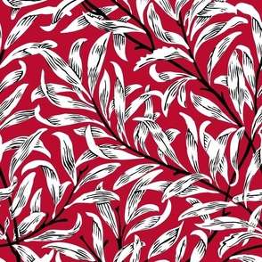 1887 William Morris "Willow Bough" - Georgia colors - White on Bulldog Red 