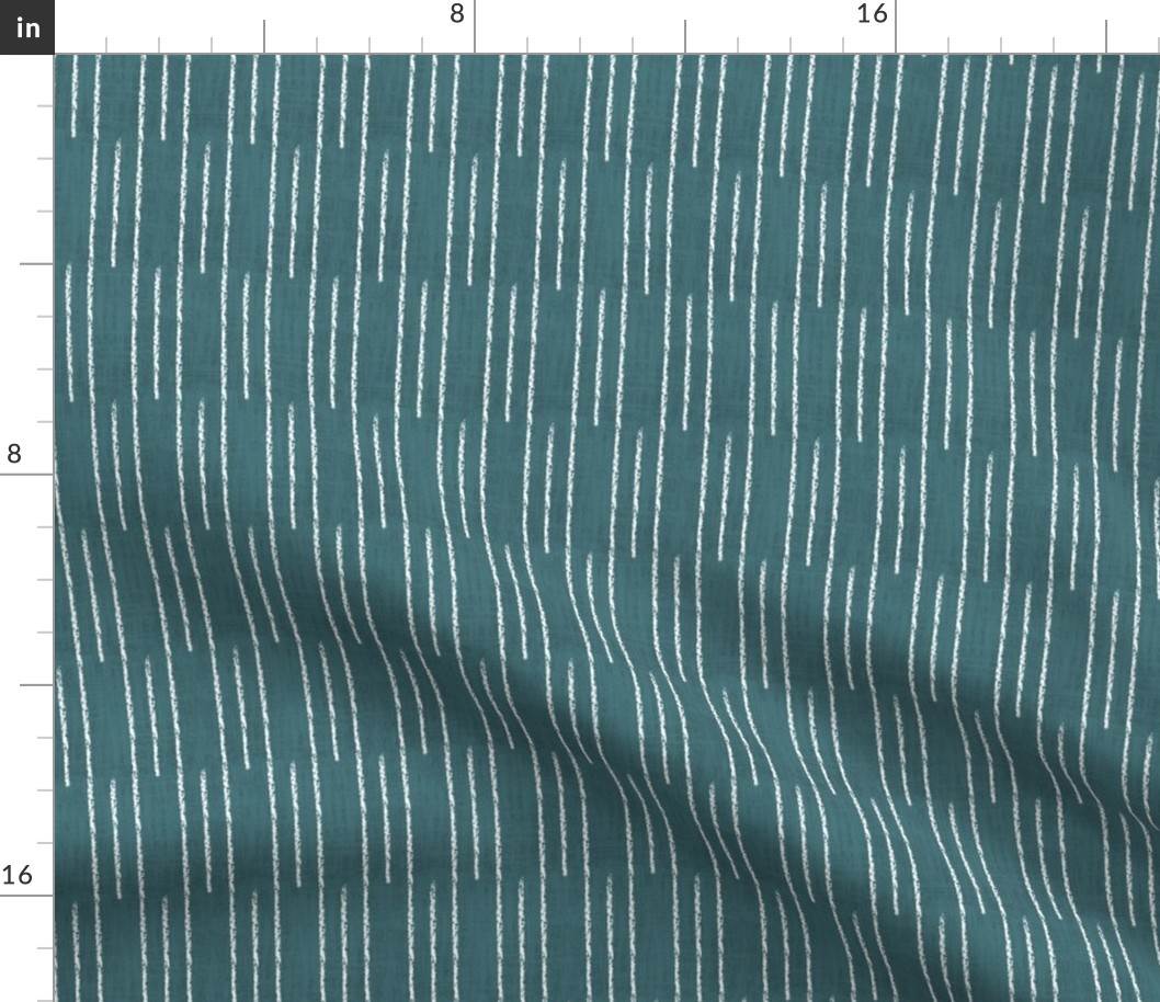 Fika Break- Chalky Stripes- Steel Teal- Vertical- Small Scale