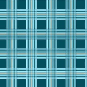 Blue Messy Quilt - Plaid - Hazel Wood_ Bright Teal_ Deep Teal_ Light Smoke_ Black - d0c38f_ dabd0_ 034f5d_ cfe6f4