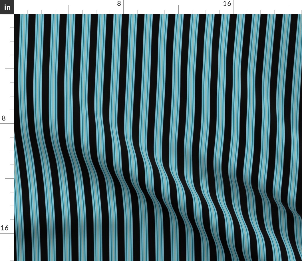 Blue Messy Quilt - Stripes - Hazel Wood, Bright Teal, Deep Teal, Light Smoke, Black - d0c38f, dabd0, 034f5d, cfe6f4