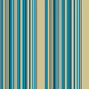 Blue Messy Quilt - Stripes - Deep Teal, Bright Teal, Light Smoke Blue, White, Black, Hazel Wood - 034f5d, cfe6f4, 0dabd0, d0c38f