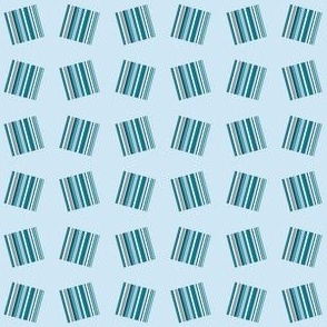 Blue Messy Quilt - Striped Squares - Deep Teal, Bright Teal, Light Smoke Blue, White, Black, Hazel Wood - 034f5d, cfe6f4, 0dabd0, d0c38f