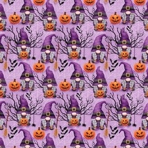 Cute Halloween gnomes witches fabric - purple WB22 small scale