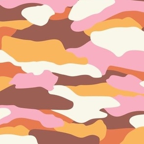 Modern Abstract Camouflage in Retro 1970s Colour Palette 12in